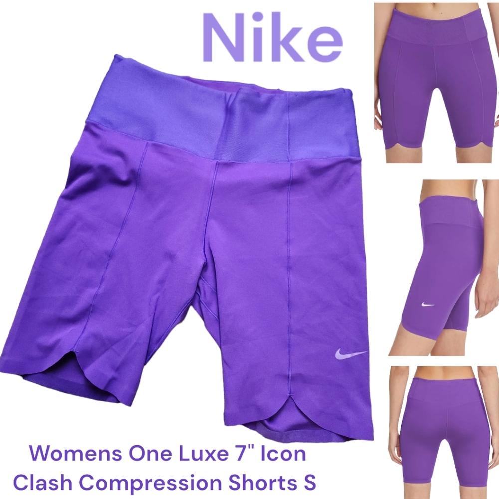 Nike Women's One Luxe 7" Icon Clash Compression Shorts mauve purple S